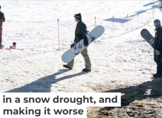 Skiers and snowboarders walk across dry ground to reach a slope at Bear Mountain ski resort on Dec. 21, 2025, in California. Eric Thayer/Los Angeles Times via Getty Images